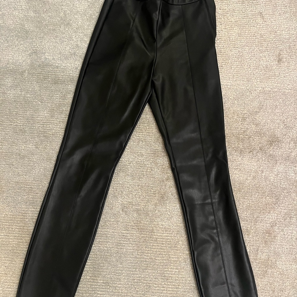 Zara Black Leather-Style Trousers
